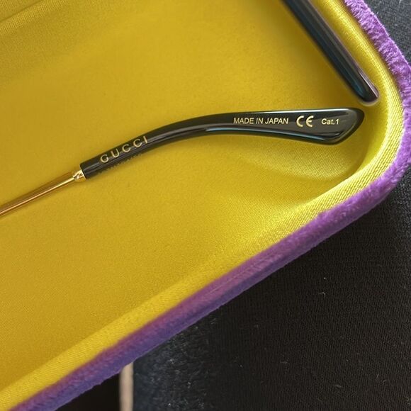 NEW GUCCI SYLVIE Stripe 0283 Gold Glitter Pink Metal Cat Eye Sunglasses GG0283S - Picture 6 of 7